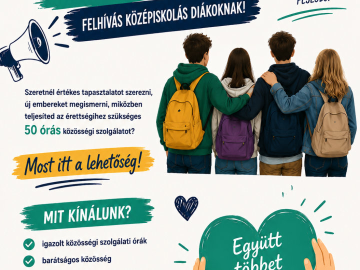 Felhívás középiskolás diákoknak 50 órás közösségi szolgálatra 