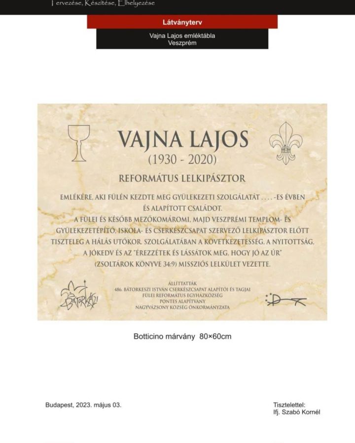 Felhívás: Vajna Lajos-emléktábla, adakozás