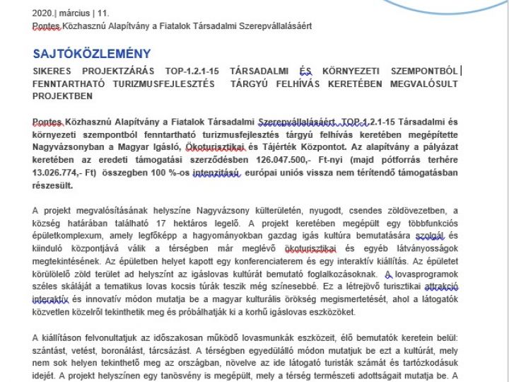 Sajtóközlemény