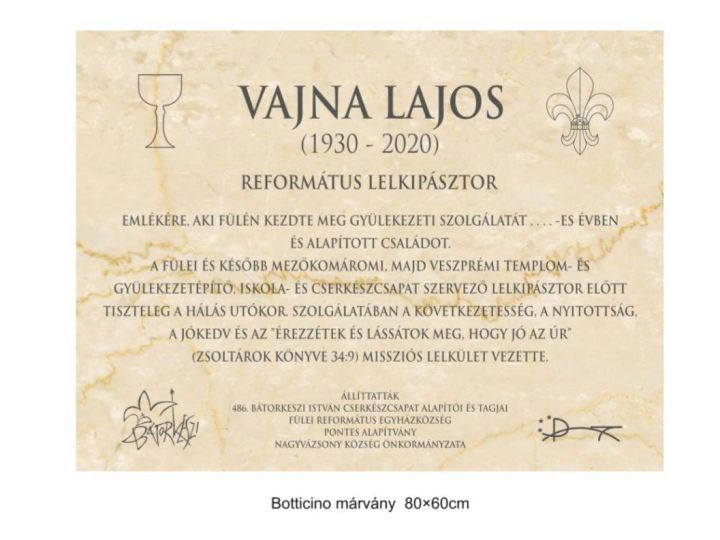 Felhívás: Vajna Lajos-emléktábla, adakozás